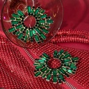 SXY Rhinestone Decor Stud Earrings - Dark Green