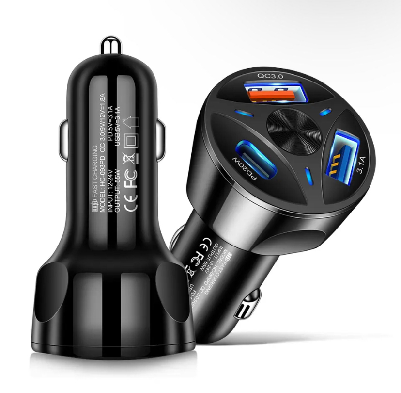 3 Port USB Car Charger QC3.0/PD20W/3.1A