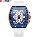 CURREN Men's Watch Luxury Square Quartz Waterproof - Blue White box