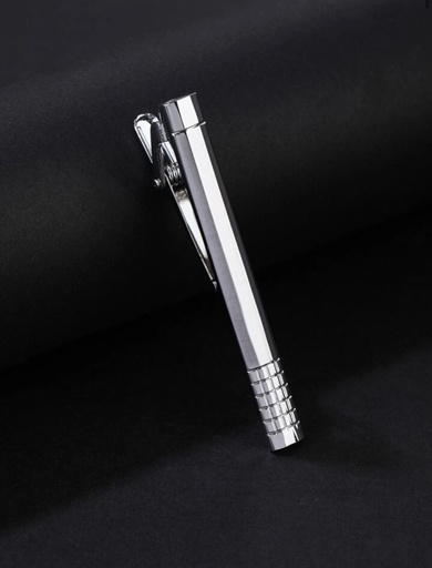 1pc Fashion Textured Tie Clip For Men - silver