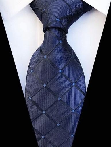 Men Geo Embroidery Business Tie - Navy Blue