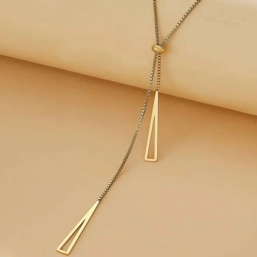 [sj2211078058526603] Geometric Charm Y Lariat Necklace - yellow gold/ one size